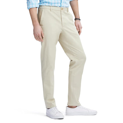 IZOD Men's Saltwater Stretch Flat Front Slim Fit Chino Pant, Pale Khaki, 30W x 32L