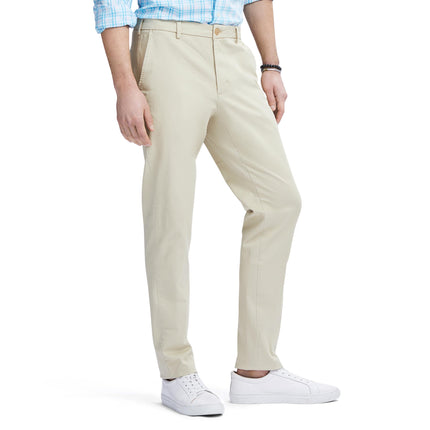 IZOD Men's Saltwater Stretch Flat Front Slim Fit Chino Pant, Pale Khaki, 30W x 32L