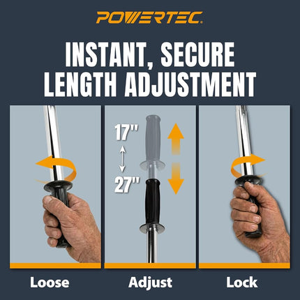 POWERTEC Extendable Floor and Wall Roller for Vinyl Flooring, Tile & Linoleum Roller with Extendable 17" to 27" Handle, 7.5" Wide for LVP, Veneer, Carpet, Wall Coverings, 1PK (71033V)