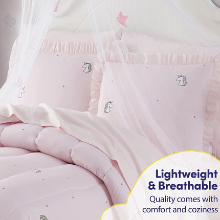 Kids Bedding Set Bed in a Bag for Boys and Girls Toddlers Printed Sheet Set and Comforter, Full, Rainbow Unicorn