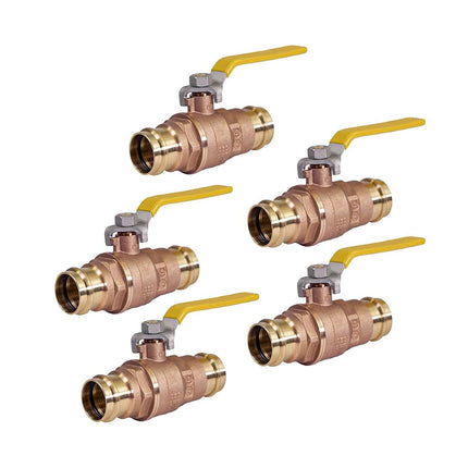Midline Valve 532VLV001 Double-O-Ring Press Ball Valve, with 1 in. Connections, Full Port, Water Shutoff, Brass (Pack of 5) (532VLV001-5)