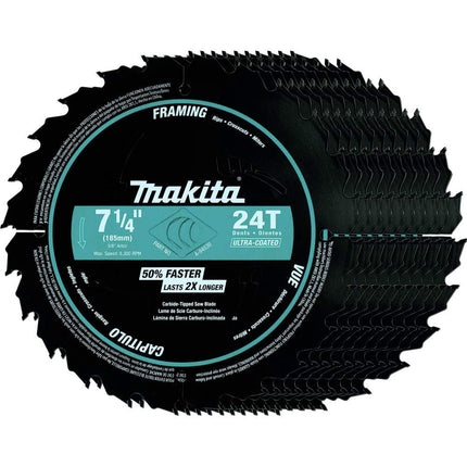 Makita A-94530-10 7-1/4" 24T Ultra-Coated Framing Blade, 10-Pack