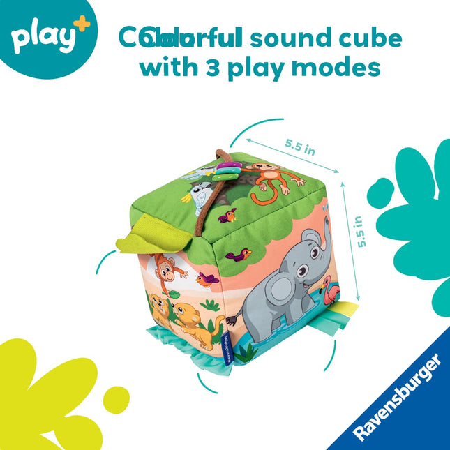Ravensburger Play+ Roll & Play Sound Cube - Wild Animals | Motion-Activated Sound Toy | Encourages Crawling & Coordination