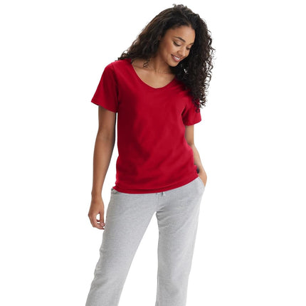 Hanes Perfect-T V-Neck T-Shirt, Cotton Short Sleeve Tee for Women, 1 or 2 Pack, Deep Red - 1 Pack, 3XL