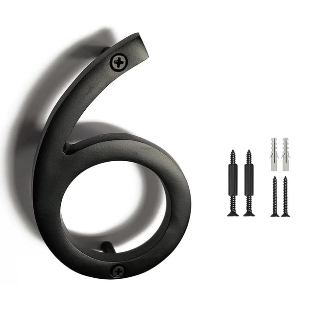 NACH Floating House Numbers, 6 inch Aluminum Black