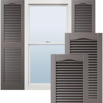 Ekena Millwork LL1C12X02400BD 12" W x 24" H Open Shutters with Center Slits Lifetime Vinyl Top with Fastener (Pair) Bordeaux