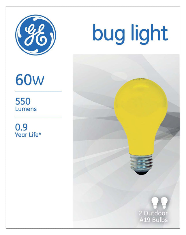 Foco Bug Lite A19 GE 97495, 60 vatios, paquete de 2