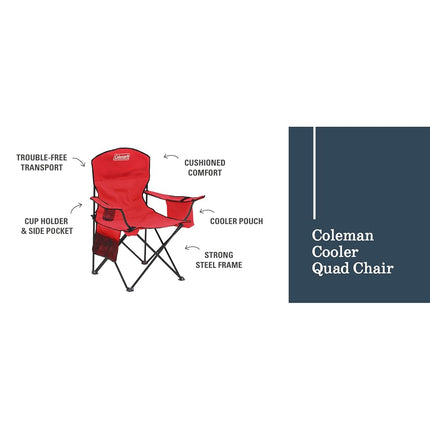 Coleman 2000020264 Silla portátil de camping Cooler Quad, roja