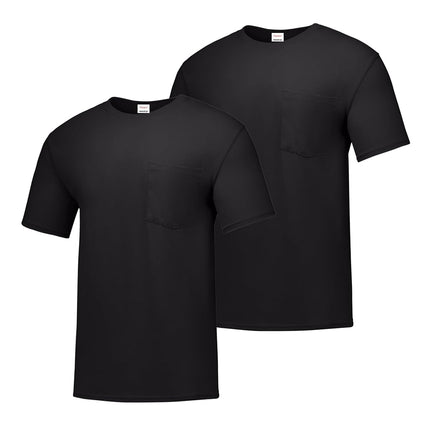 Hanes Men's Workwear Pocket T-Shirt Pack, Camiseta con Absorción de Humedad, Control de Olores, Paquete de 2, Negro, XL