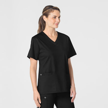 WonderWink Women's Plus-Size Wonderwork V-Neck Scrub Top, Black, XX-Large