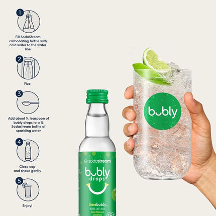 Sodastream - Terra Misty Blue Plastic Sparkling Water Maker with Lime Bubly Drop, Quick Connect CO2, Eco-Friendly Reusable Bottle, Stylish Kitchen Appliance