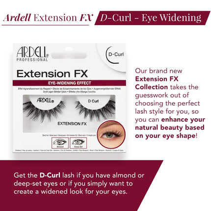 Ardell Extension FX D Curl False Eye Lashes for Eye Widening Effect, 4 pack