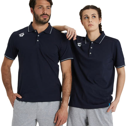 ARENA Unisex Team Polo Shirt Made of Cotton, Solid Polo Shirt, Navy, L