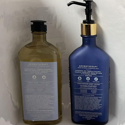 Bath and Body Works Aromatherapy Stress Relief Lavender Vanilla 10 Oz Body Wash & Foam Bath and 6.5 Oz Body Lotion Bundle (Lavender Vanilla) by Bath & Body Works