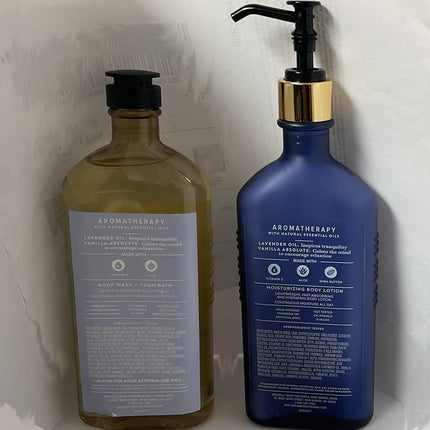 Bath and Body Works Aromaterapia Alivio del Estrés Lavanda Vainilla Gel de Baño y Espuma de 10 oz y Loción Corporal de 6.5 oz (Lavanda Vainilla) de Bath & Body Works