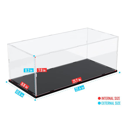 Choowin Acrylic Display Case for 1/10 Scale Diecast Model Car Thickened Clear Acrylic Display Case for Lego 42096 42125 42156 Display Case for Collectibles Assemble Dustproof Display Box(Black Base)