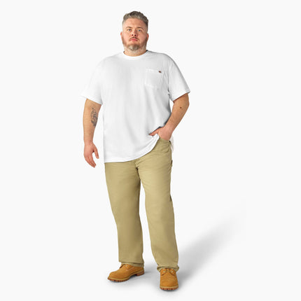 Dickies Camiseta de manga corta de cuello redondo de peso pesado para hombre, talla grande, blanco, 3X-Large Tall