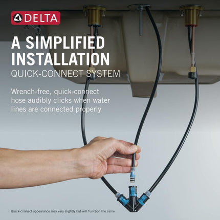 Delta Faucet Nicoli Widespread Bathroom Faucet 3 Hole, Black/Gold Bathroom Faucet, Bathroom Sink Faucet, Drain Assembly, Matte Black/Champagne Bronze 35749LF-GZ