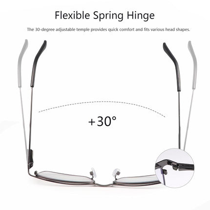 Blue Light Blocking Glasses Photochromic Sunglasses Retro UV400 Protection Spring Hinge Computer Eyewear for Men Women Vintage Anti Glare Eyeglasses Full Frame Anti Eyestrain Gaming TV Spectacles