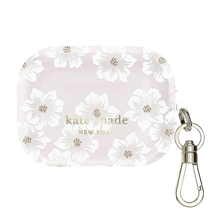 kate spade new york AirPods Pro Protective Case with Keychain Ring - Hollyhock Cream, Compatible with AirPods Pro 2nd/ 1st Generation