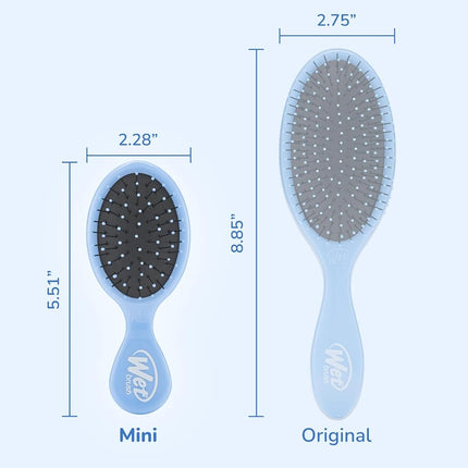 Wet Brush Detangling Brush, Mini Detangler (Sky), Wet & Dry Tangle-Free Hair Brush for Women & Men, No Tangle, Soft and Flexible Bristles for Straight, Curly, and Thick Hair (Pack of 2)