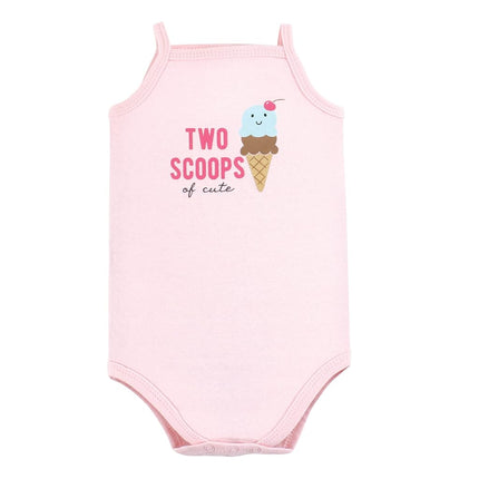 Hudson Baby Unisex Baby Cotton Sleeveless Bodysuits, Girl Ice Cream Truck, 0-3 Months