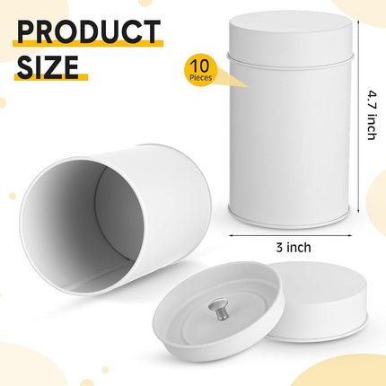 Zopeal 10 Pack Metal Tea Tin Canisters, Loose Leaf Tea Storage, White