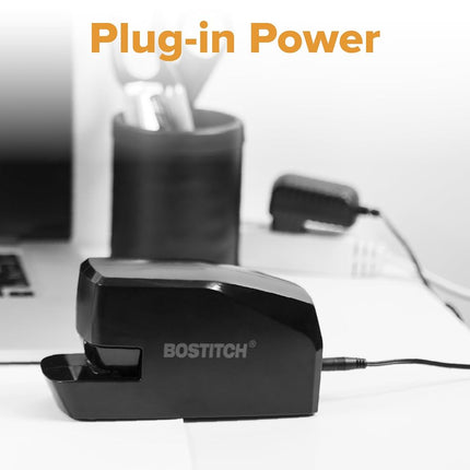 Bostitch Office Portable Electric Stapler, 20 Sheets, AC or Battery Powered, Black (MDS20-BLK)