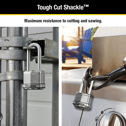 Master Lock M1XTRILHCCSEN, Triple Pack 1-3/4-Inch Wide Magnum Laminated Steel Padlock, 5/16-Inch Diameter, 2-Inch Shackle Clearance, 3-Pack, Silver, 3 Pack, Keyed-Alike
