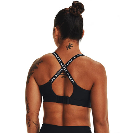 Under Armour Infinity Covered Mid Sport Bra, Women Black, Black / Black / Jet Gray (001), XS