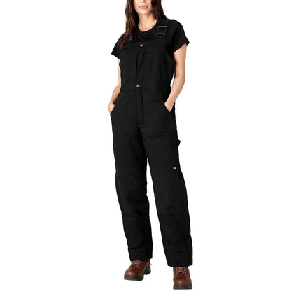Dickies Overoles de Peto Aislados de Ajuste Regular para Mujer, Negro, 4XG Grande
