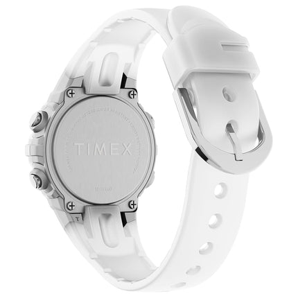 Timex Unisex Sport 33 mm Watch - White Resin Strap Digital Dial Silver-Tone Case TW5M61500