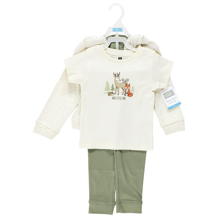 Ensemble Bébé Hudson composé d'un sweat à capuche en coton, d'un body ou d'un t-shirt et d'un pantalon, animaux de la forêt, taille 5 ans