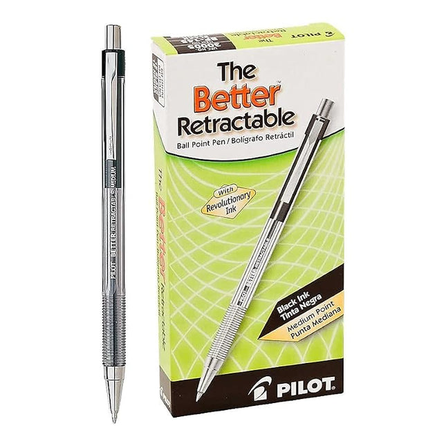 Pilot the Better Retractable Ballpoint Pens, Medium Point, Black Ink, Dozen Box -30005