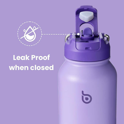 BOTTLE BOTTLE Insulated Water Bottle 950ml(32oz) Stainless Steel Sports Water Bottles with Straw Dual-use Lid Drink Flask Design for Gym with Pill Box (Purple)
