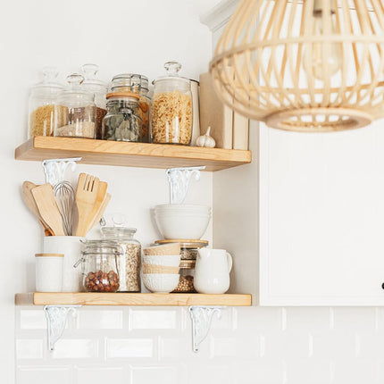 Shelf Brackets 8 Inch 4PCS Heavy Duty White Wall Bracket Baroque Kitchen Decorative Rack Shelves, Including All Hardware. (4, White)
