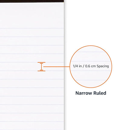 Amazon Basics Narrow Ruled Writing Pads, 50 Sheets Per Pad, 12 pack, 12.7 cm by 20.3 cm, White