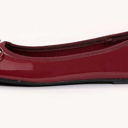Feversole Women's Macaroon Colorful Memory Foam Cushion Ballet Flat Pumps Patent Burgundy