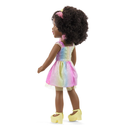 American Girl, AG Sisters Wesley Doll, Brown Eyes, Short Curly Dark-Brown Hair with Pink Highlights, 14.5", Age 4+