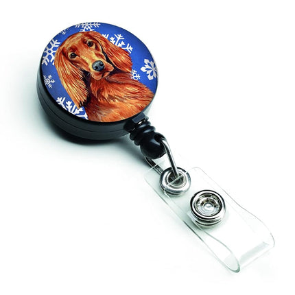 Caroline's Treasures Irish Setter Winter Snowflakes Holiday Retractable Badge Reel, Multicolor (LH9299BR)
