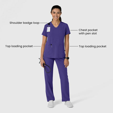Wink Women's Women's Flex-n-Reach V-Neck Scrub Top, Grape, S