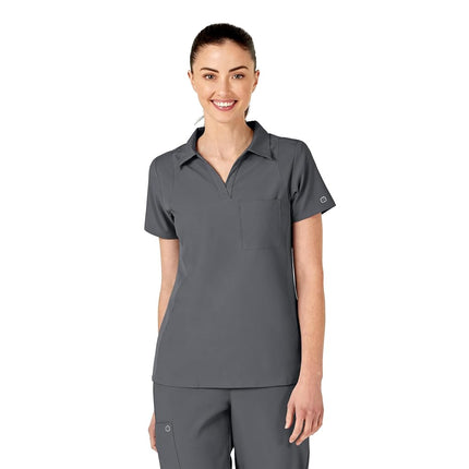 WonderWink Women's Collar Top, Pewter, 3X