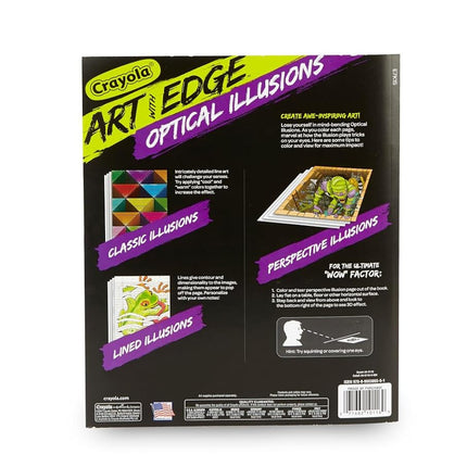 CRAYOLA Art With Edge Optical Illusions Coloring Pages (40pgs), Adult Coloring, 3D Art, Gift for Teens & Adults