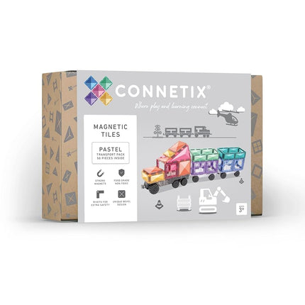 CONNETIX Magnetic Tiles Pastel Transport Pack, 50 