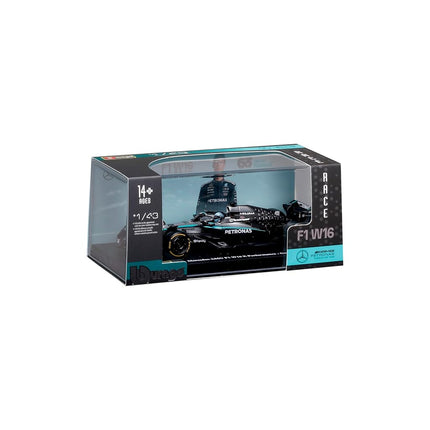 Bburago Mercedes-AMG W16 2025#63 Russell Diecast 1:43 Model Car with Display Case and Base Detailed F1 Mercedes Replica Officially Licensed, Recommended Age 14+ Years