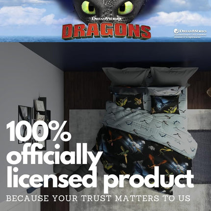 Franco How to Train Your Dragon Kids Bedding Super Soft & Cozy Reversible Microfiber Comforter and Sheet Set with Sham, 7 Piece Full Size, (Officially Licensed Product)