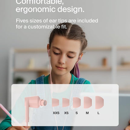 Belkin SoundForm Wired Earbuds with USB-C Connector, Pink - In-Ear Earphones w/Microphone - Headphones for iPhone 16, iPad Mini, Galaxy S24, Android, and More with USB-C Connector