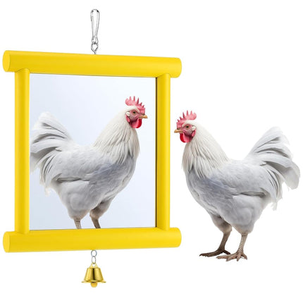Sadnyy Extra Large Chicken Mirror Toy for Coop Squ