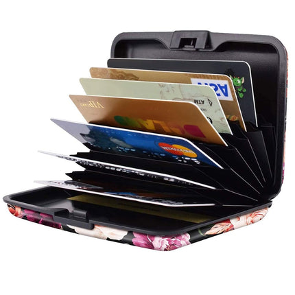 Mini porte-cartes Coco Rossi pour femme ou homme, étui rigide fin anti-RFID pour cartes d'identité, portefeuille de voyage, rose noir, S