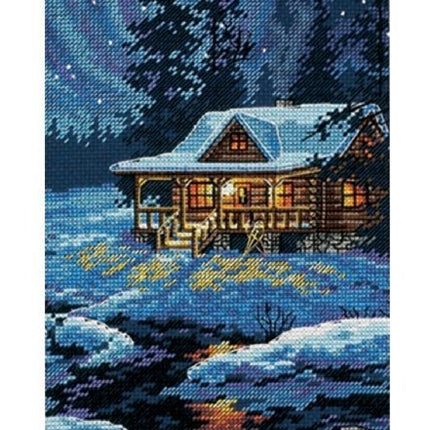 Dimensions Moonlit Cabin, Cotton, Navy